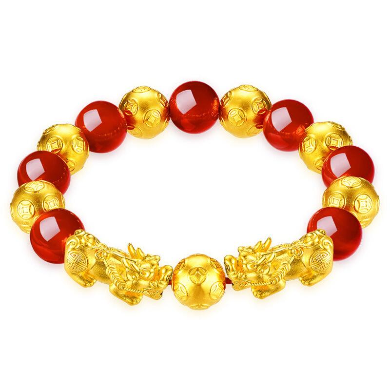 money attraction bracelet Gold Filled Pixiu Bracelet for Men and Women Imitation Gold Pixiu Obsidian Bracelet Copper Material Elegant Design Online Wholesale Women's Jewelry high  appearance  bracelet unique design
