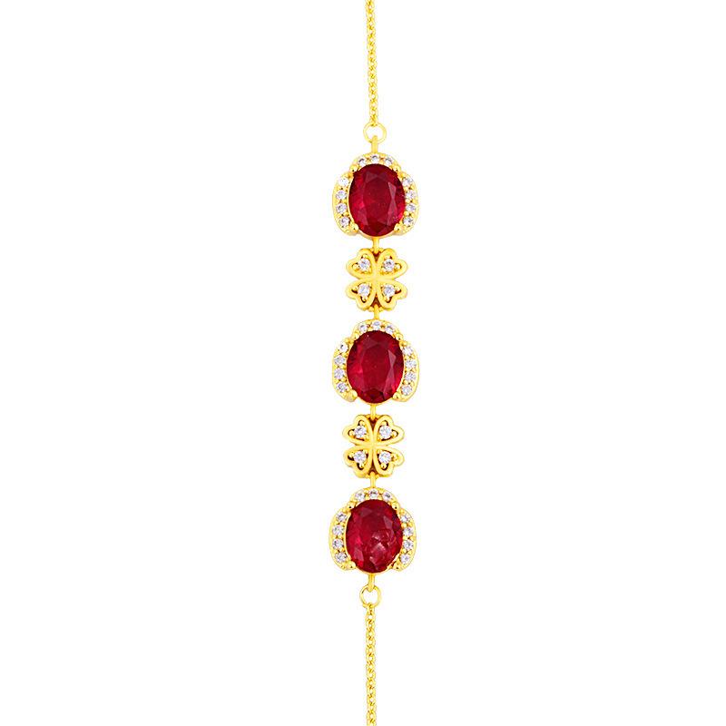 New 18K Gold Filled Topaz Necklace Luxury Water Drop Pear Shape Chain Pendant Jewelry Wholesale with Red Gemstones