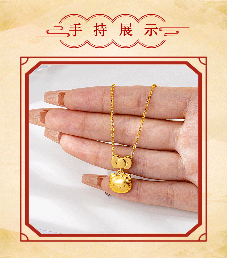 Versatile Gold-Filled Pendant Light Luxury Style Hello Kitty Bow Pendant Necklace Women's Design Long-Lasting Jewelry Wholesale