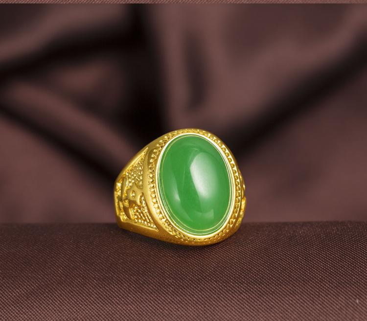 24K Gold Plated Accessories Exaggerated Rich Gold Agate Ring Adjustable Men's Ring Wedding Gold Jewelry (L118) unique design