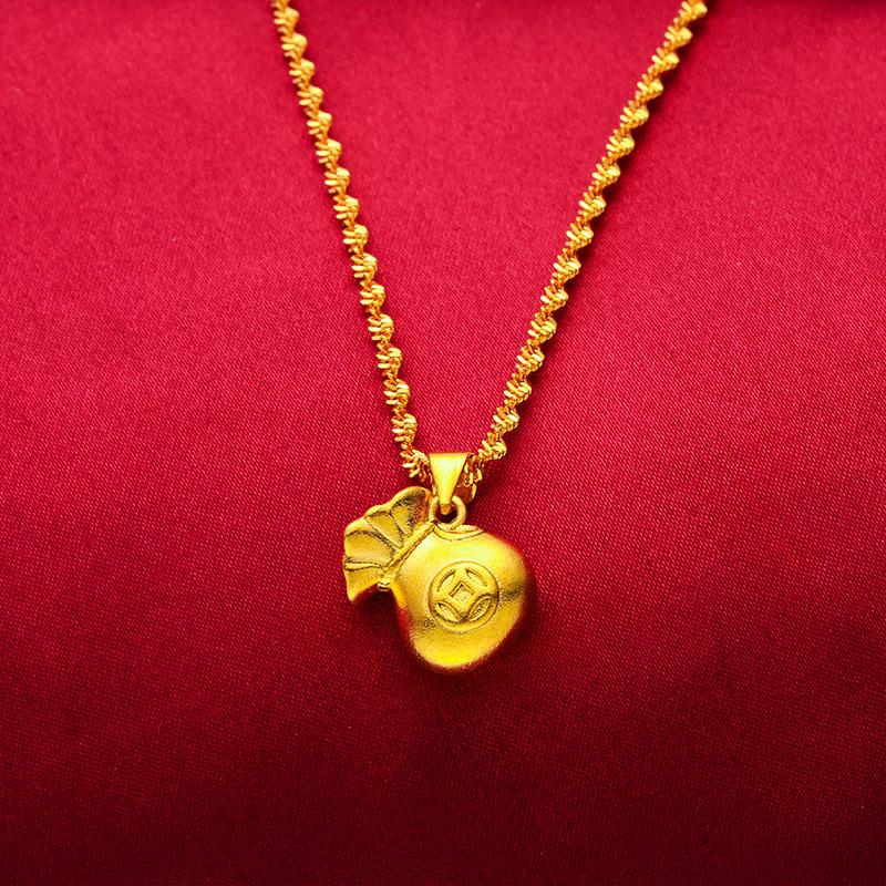 24K Gold filled Lucky money Bag Pendant Lucky Bag Internet Celebrity Live Money Bag Jewelry for Women Sand Gold filled Money Bag Flower Pendant arpurraina money attraction bracelet (L117) daily gift mom ever book necklace unique design